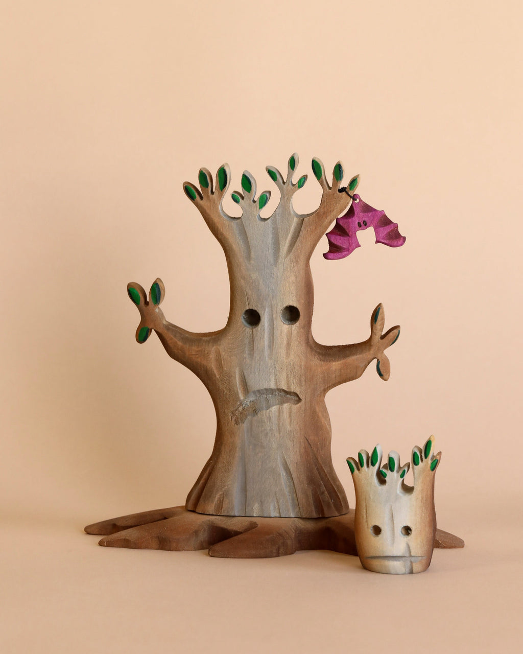 Bumbu Handmade Wooden Halloween Trees & Bat Set