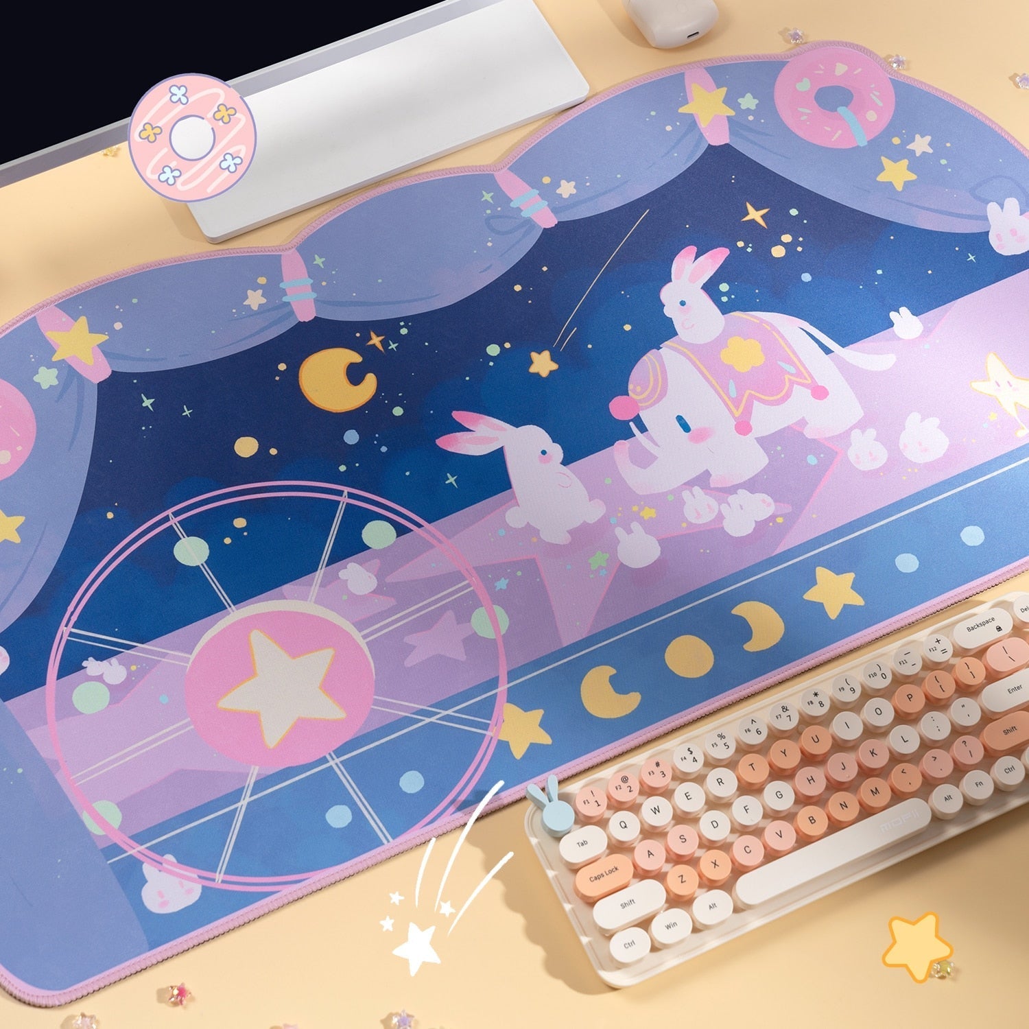 Bunny Circus Moon Extra Large Desk Mouse Pad