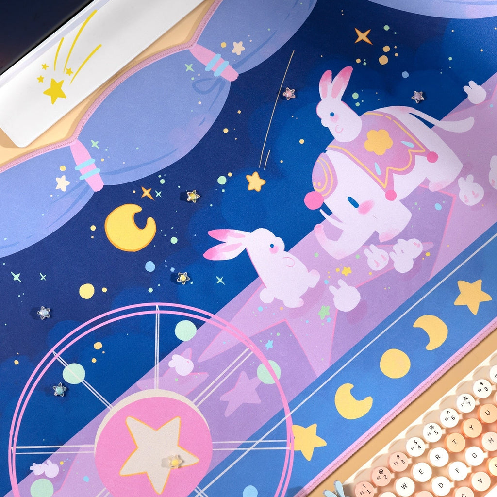 Bunny Circus Moon Extra Large Desk Mouse Pad